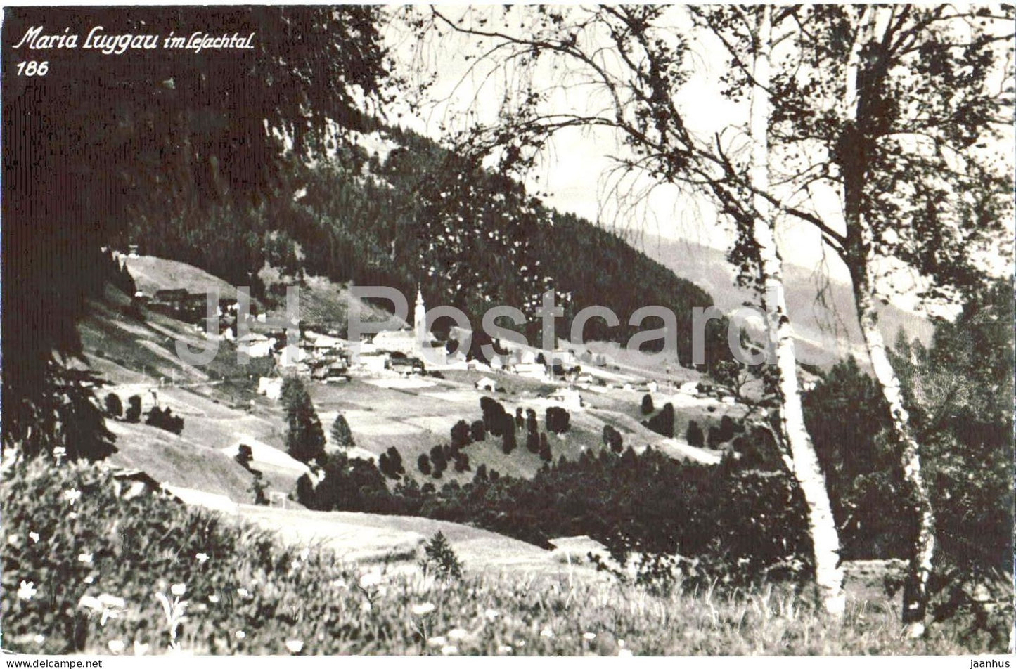 Maria Luggau im Lesachtal - panorama with church - 186 - old postcard - Austria - 1950s - used - JH Postcards