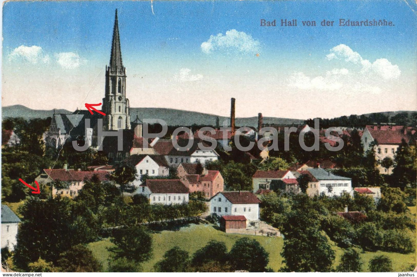 Bad Hall von der Eduardshohe - Town view - 25 - old postcard - 1919 - Austria - used - JH Postcards
