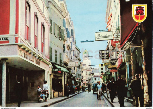 Gibraltar - Main Street - shopping street - city life - The City Bank Limited - Borsalino - 1969 - Gibraltar - used - JH Postcards