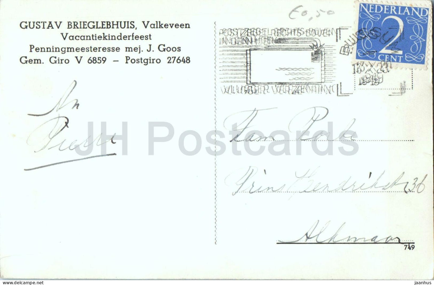 Gustav Brieglebhuis Valkeveen - Gustav Briegleb Haus - alte Postkarte - 1949 - Niederlande - gebraucht
