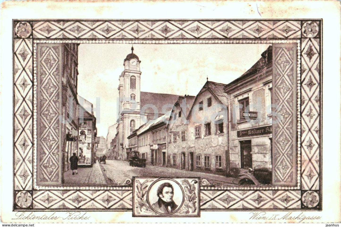Wien - Vienna - Lichtentaler Kirche - Marktgasse - portrait of Beethoven - 4 - old postcard - Austria - used - JH Postcards