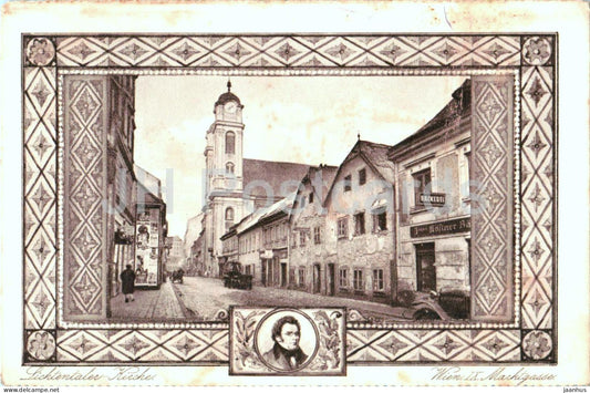 Wien - Vienna - Lichtentaler Kirche - Marktgasse - portrait of Beethoven - 4 - old postcard - Austria - used - JH Postcards