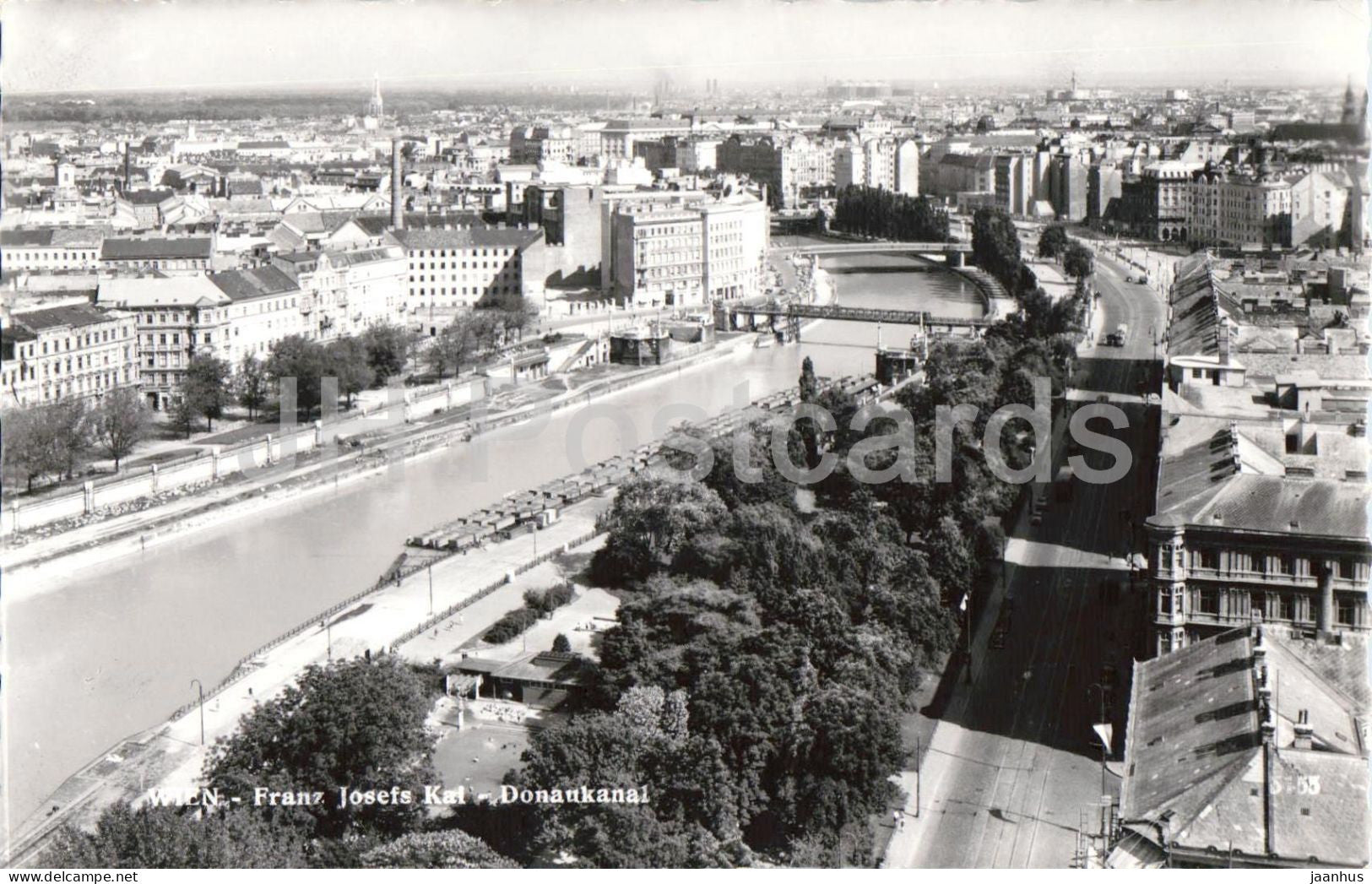 Wien - Vienna - Franz-Josefs Kai - Donaukanal - river - embankment traffic - city view - old postcard - Austria - unused - JH Postcards