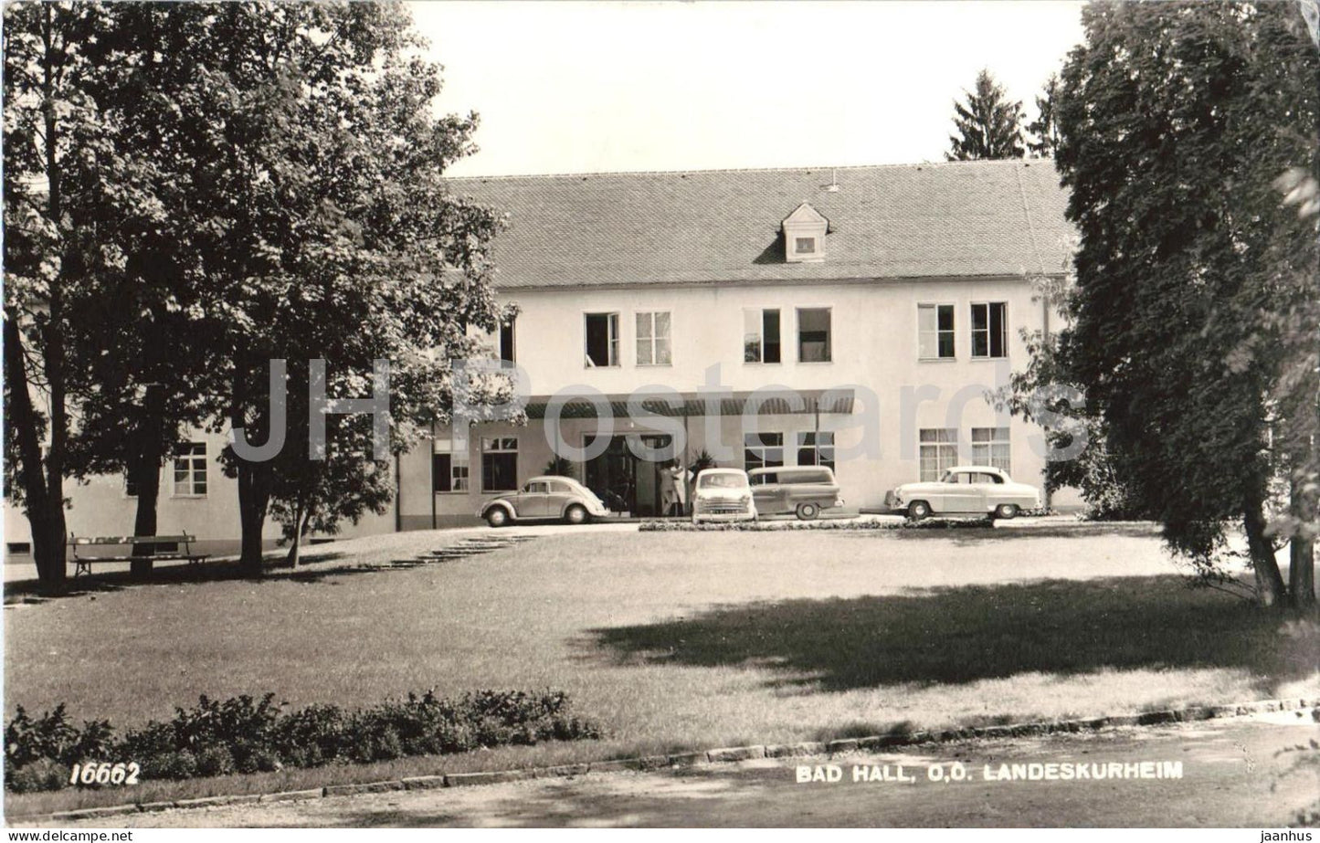 Bad Hall - Landeskurheim (Sanatorium) - car Volkswagen - 16662 - postcard - 1950s - Austria - used - JH Postcards