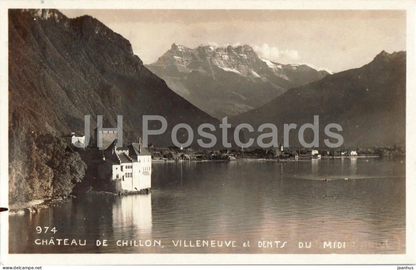 Chateau de Chillon - Villeneuve et Dents du Midi - castle - 974 - old postcard - 1930 - Switzerland - used - JH Postcards