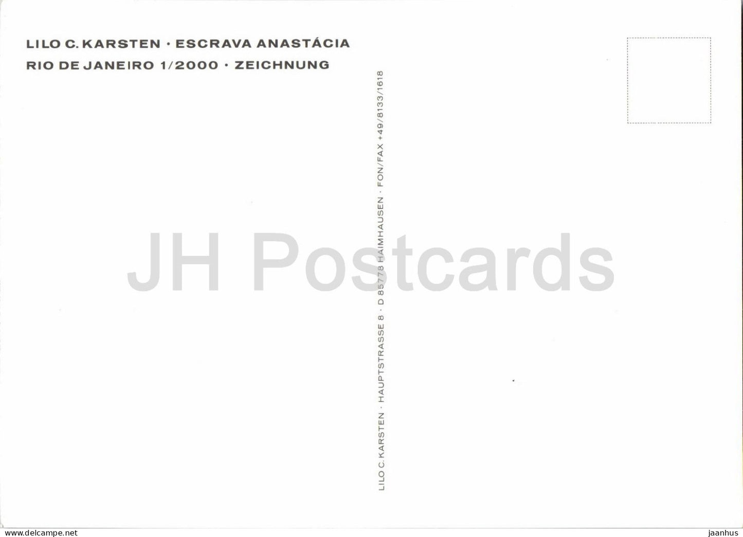 drawing by Lilo C. Karsten - Escrava Anastacia - Rio de Janeiro - German art - 2000 - Germany - unused
