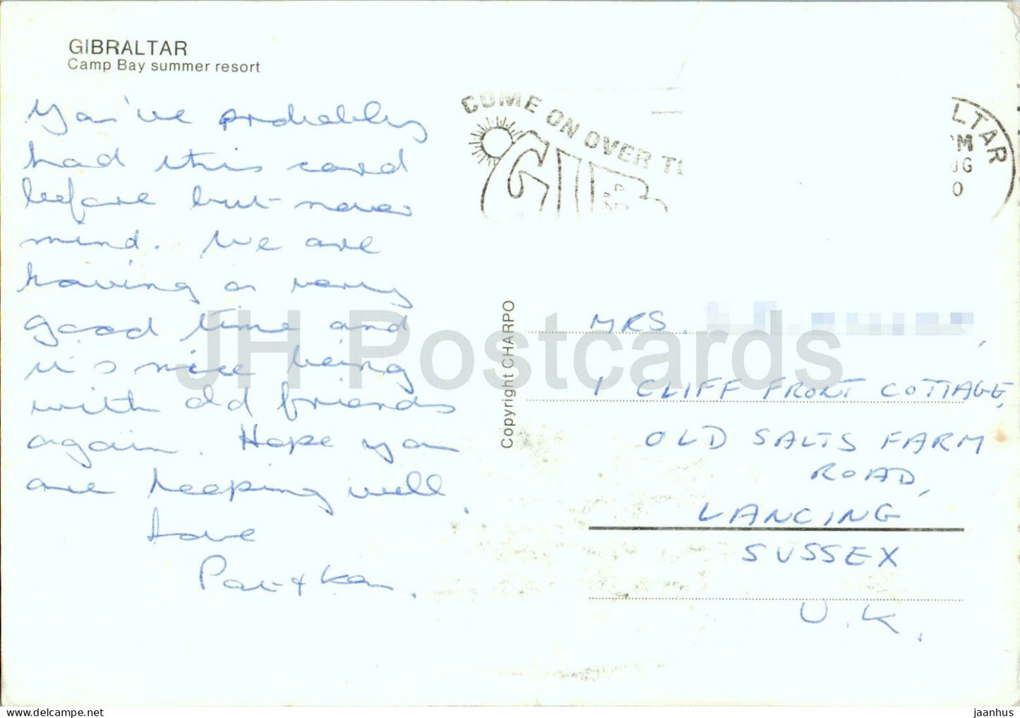 Gibraltar – Camp Bay Sommerfrische – Strand – Promenade – Festung – 1961 – Gibraltar – gebraucht