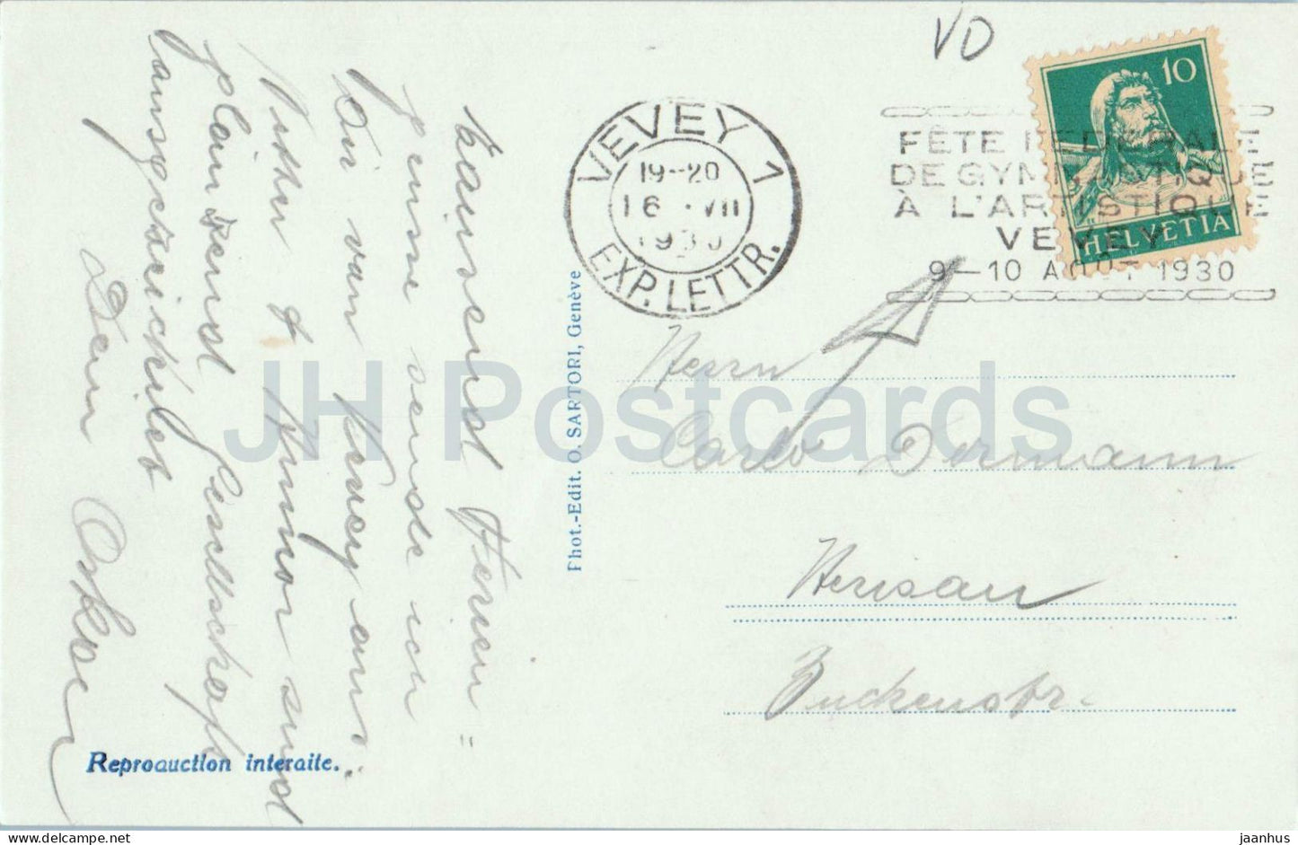 Chateau de Chillon - Villeneuve et Dents du Midi - castle - 974 - old postcard - 1930 - Switzerland - used