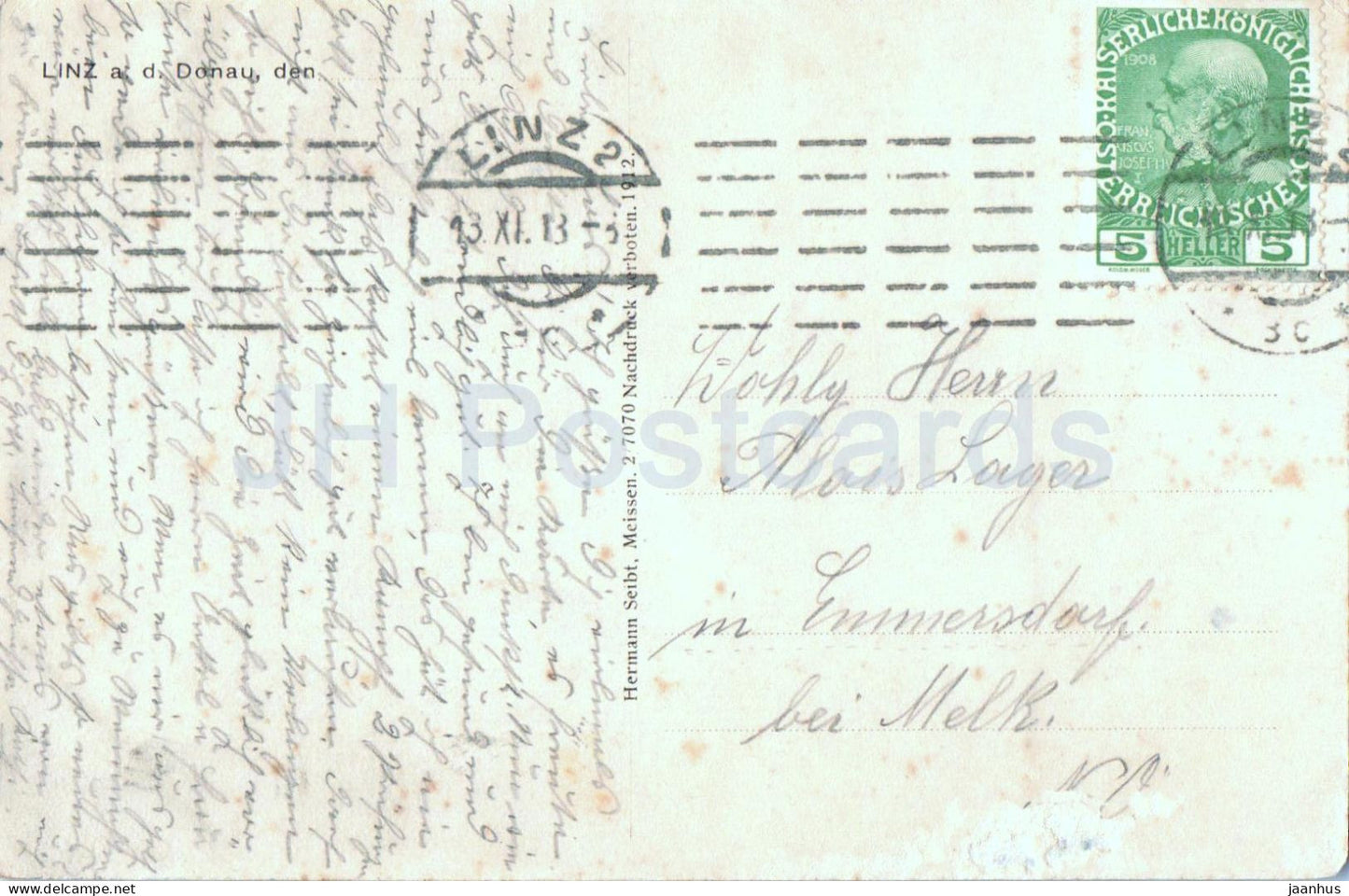 Linz ad Donau - Landes Frauenklinik - Hôpital provincial des femmes - carte postale ancienne - 1913 - Autriche - utilisé 