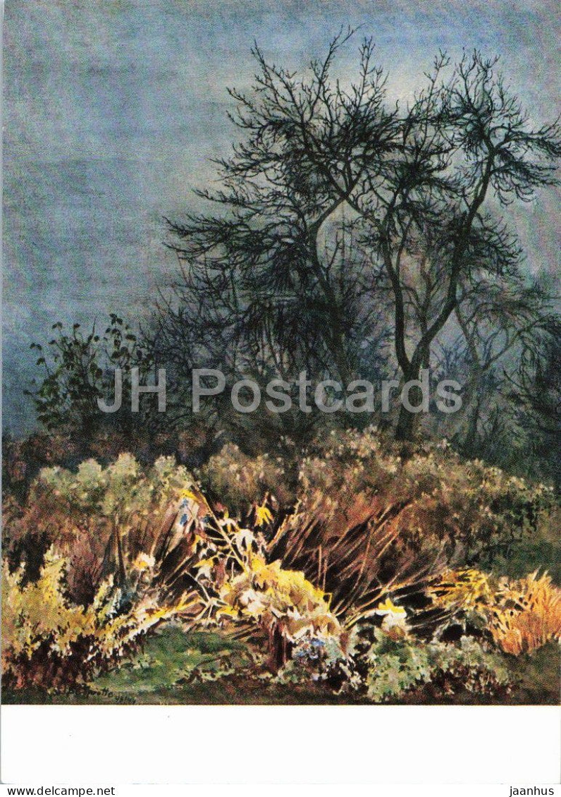 watercolor by Siegward Sprotte - November Events - Novembergeschehen - German art - 1961 - Germany - unused - JH Postcards