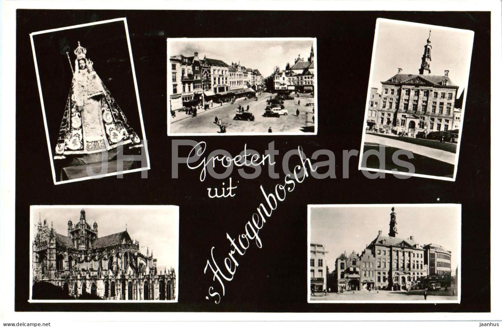 Groeten uit s Hertogenbosch - greetings - cathedral - city views - multiview - old postcard - 1950s - Netherlands - used - JH Postcards