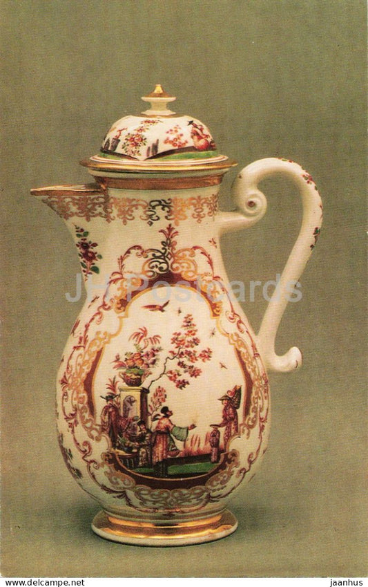 Meissen porcelain - Coffee pot - German decorative art - Hermitage Museum Leningrad - 1975 - Russia - USSR - unused - JH Postcards