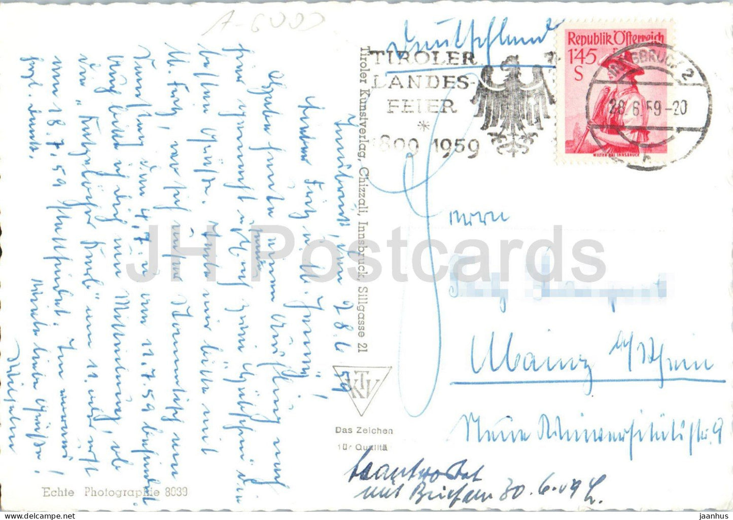 Innsbruck mit seinen Bergbahnen - Seilbahn - Multiview - 8039 - alte Postkarte - 1959 - Österreich - gebraucht 