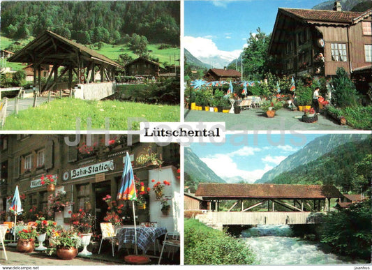 Lutschental - Bernese Oberland - restaurant - alte Holzbrucken - Bahn Station - multiview - 157 - Switzerland - used - JH Postcards