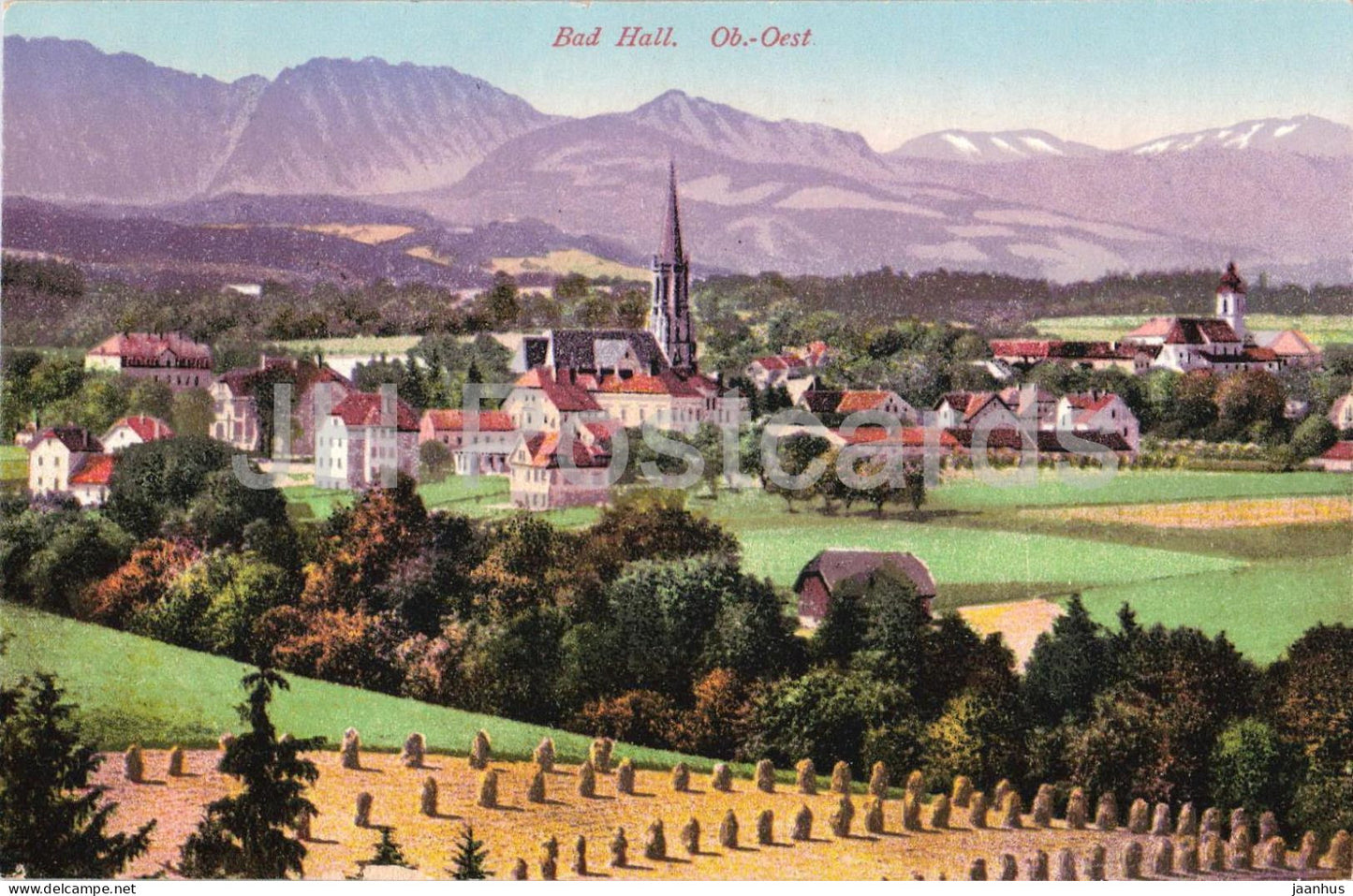 Bad Hall Ob.-Oest. - Town view with church - 1389 - old postcard - 1922 - Austria - used - JH Postcards