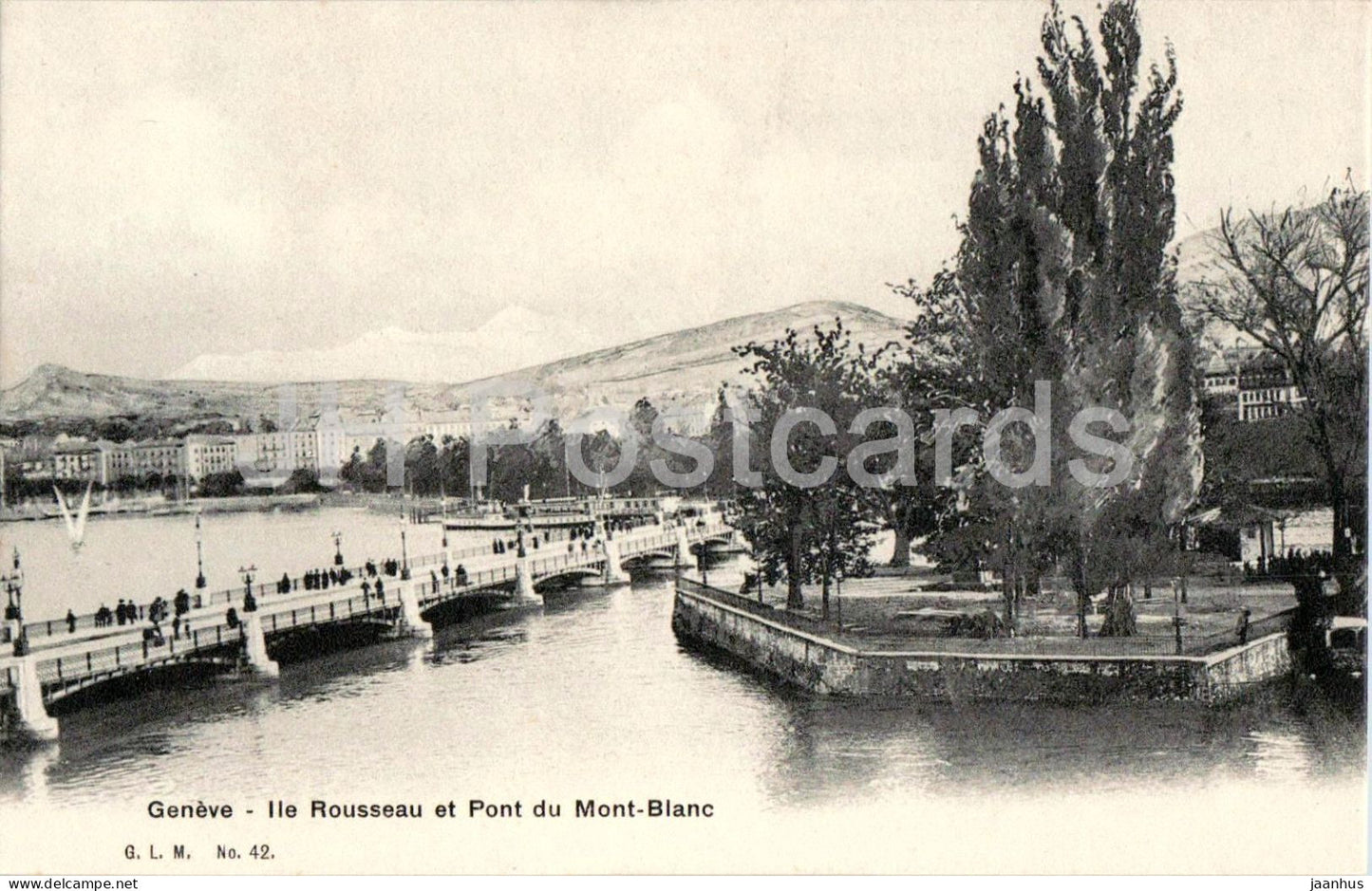 Geneve - Geneva - Ile Rousseau et Pont du Mont-Blanc - bridge - 42 - old postcard - Switzerland - unused - JH Postcards