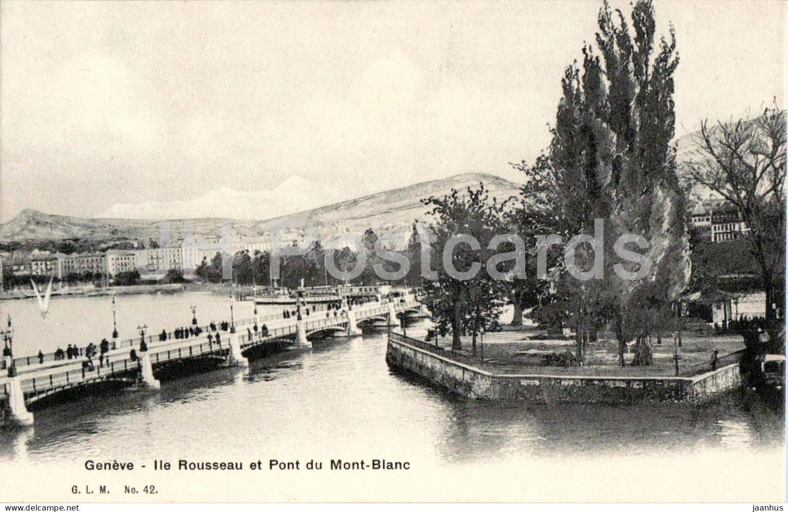 Geneve - Geneva - Ile Rousseau et Pont du Mont-Blanc - bridge - 42 - old postcard - Switzerland - unused - JH Postcards