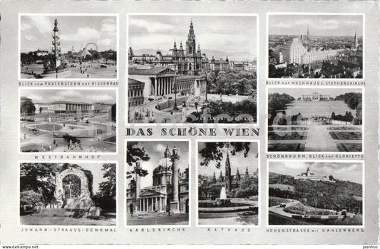 Wien - Vienna - Das Schone Wien - Westbahnhof - Rathaus - multiview - 1961 - Austria - used - JH Postcards