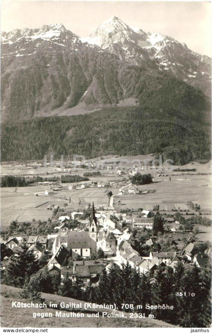 Kotschach im Gailtal (Karnten) 708 m Seehohe gegen Mauthen und Polinik 2331 m - old postcard - 1950s - Austria - unused - JH Postcards