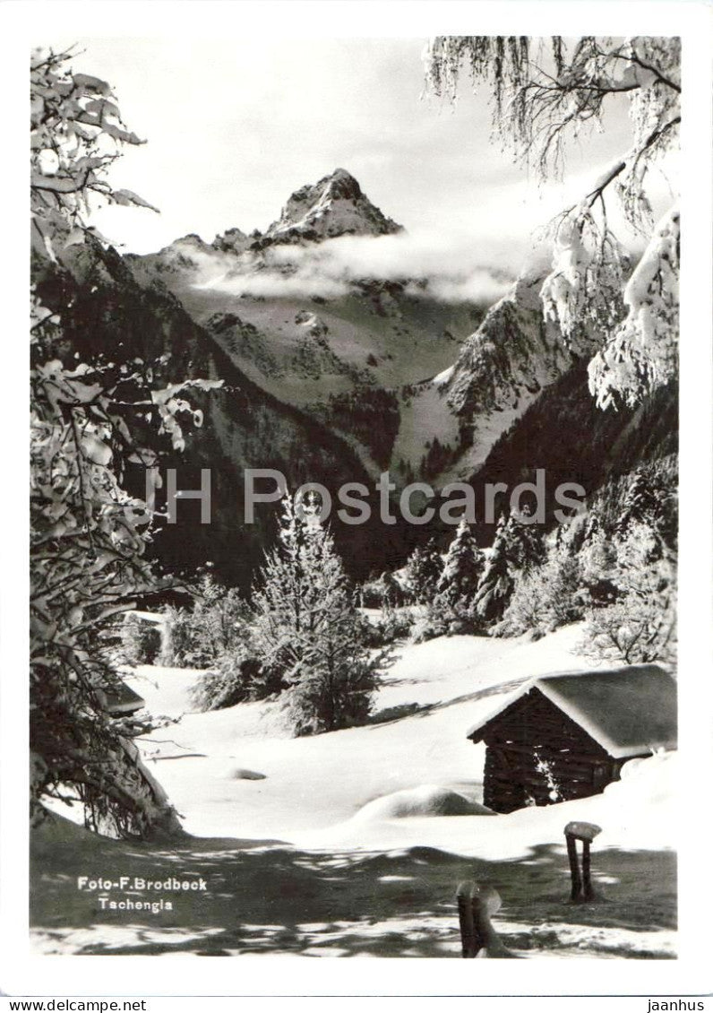 Winterlandschaft bei Tschengla - alpine hut - mountains - Alps - old postcard - Austria - unused - JH Postcards