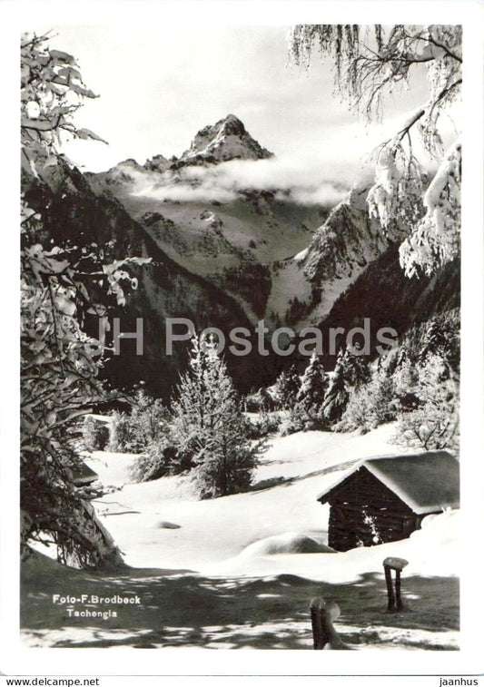 Winterlandschaft bei Tschengla - alpine hut - mountains - Alps - old postcard - Austria - unused - JH Postcards