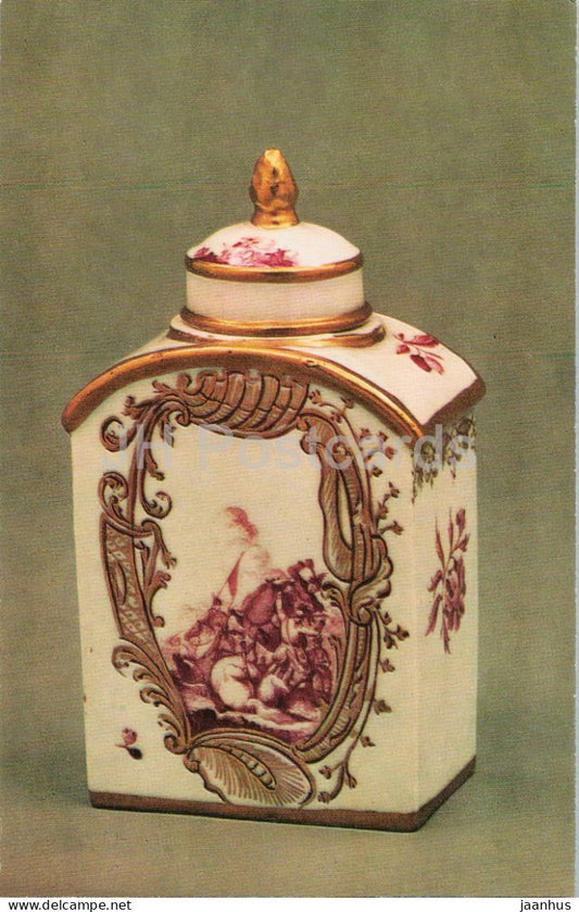 Meissen porcelain - Tea caddy - German decorative art - Hermitage Museum Leningrad - 1975 - Russia - USSR - unused - JH Postcards
