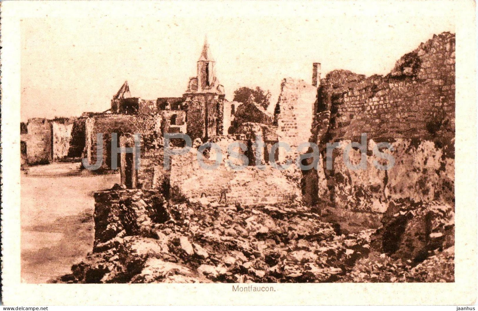 Montfaucon - Ruins - WWI - Feldpost - old postcard - 1916 - France - used - JH Postcards