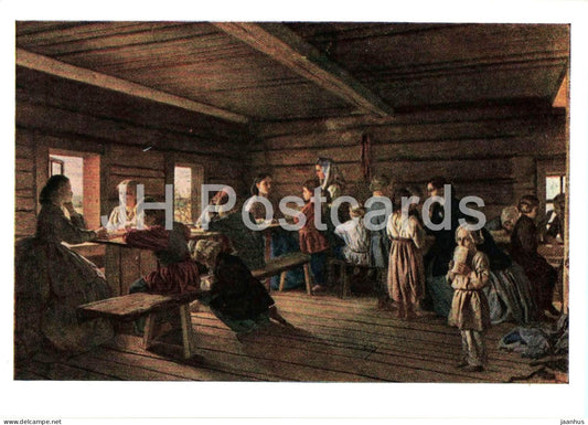 painting by A. I. Morozov - The Village Free School - Russian art - old - 1956 - Russia USSR - unused - JH Postcards