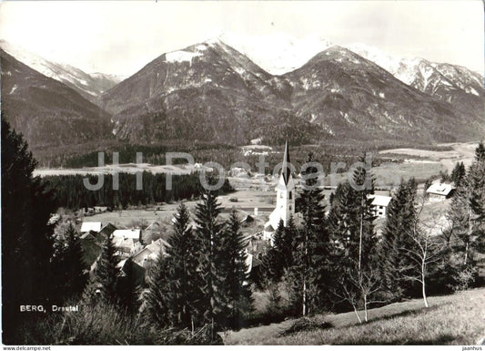 Berg - Drautal - valley - village - church - mountains - panorama - old postcard - Austria - used - JH Postcards