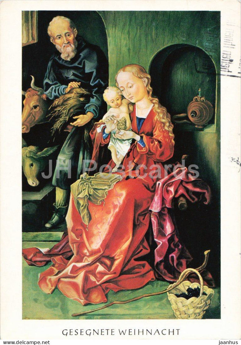 painting by Irene Schricker - The Holy Family - Die Heilige Familie - German art - 1960s - Germany - used - JH Postcards
