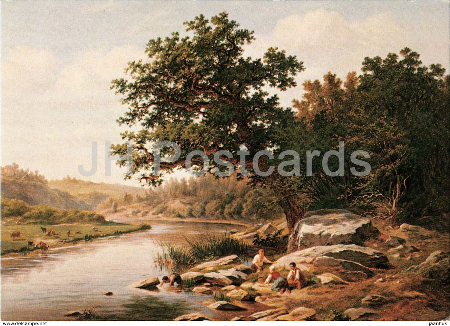 painting by Lodewyck de Martelaere - Summer River Landscape - Sommerliche Flusslandschaft - 1977 - Germany - unused - JH Postcards