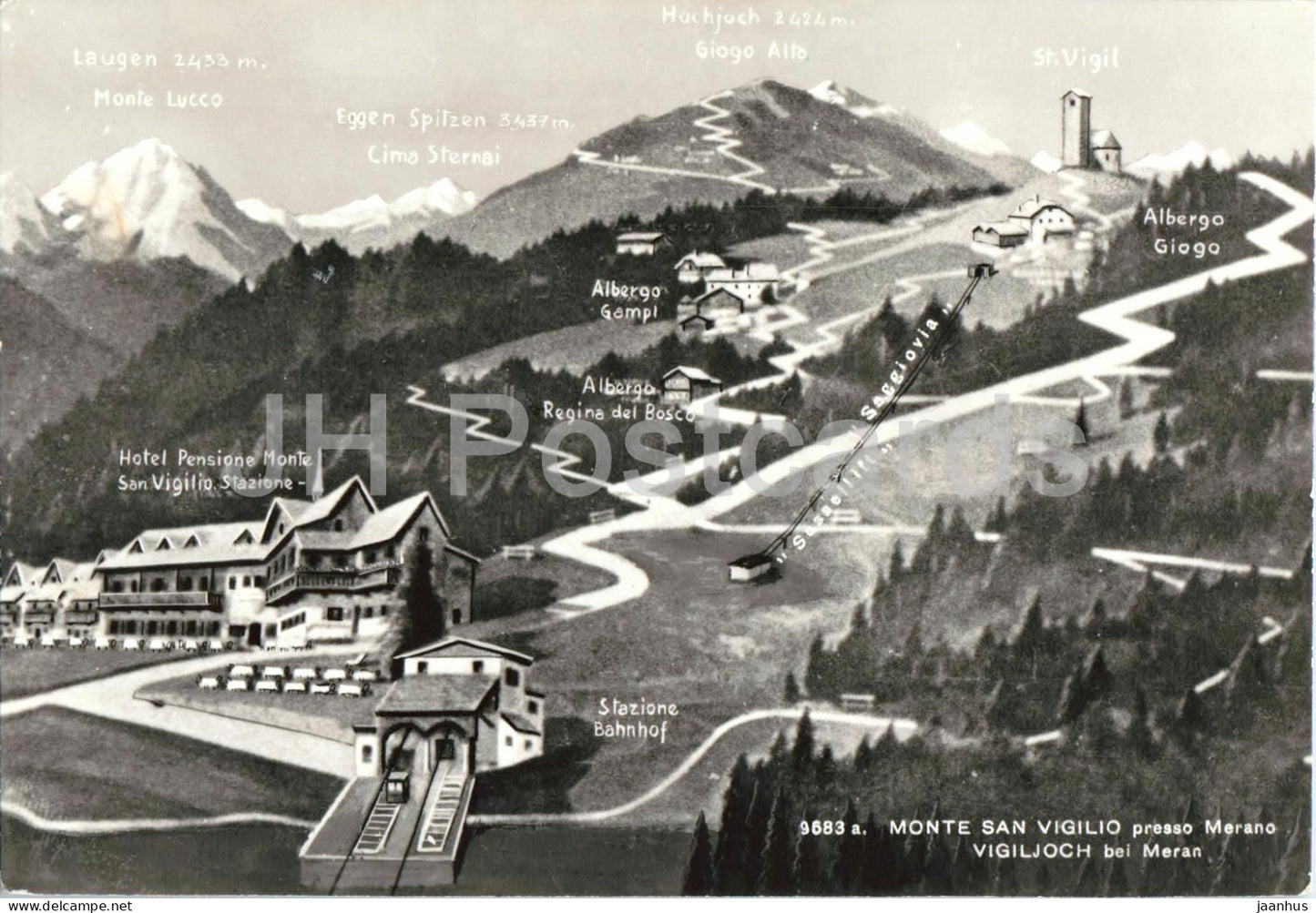 Monte San Vigilio presso Merano - Vigiljoch bei Meran - Alps - mountains - 9683 - old postcard - Italy - unused - JH Postcards