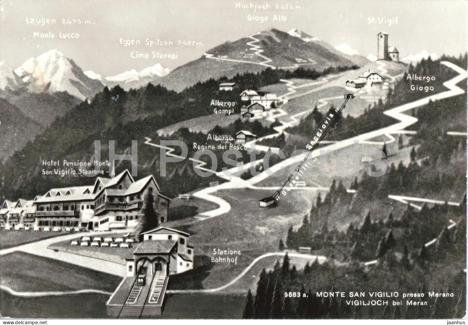 Monte San Vigilio presso Merano - Vigiljoch bei Meran - Alps - mountains - 9683 - old postcard - Italy - unused - JH Postcards