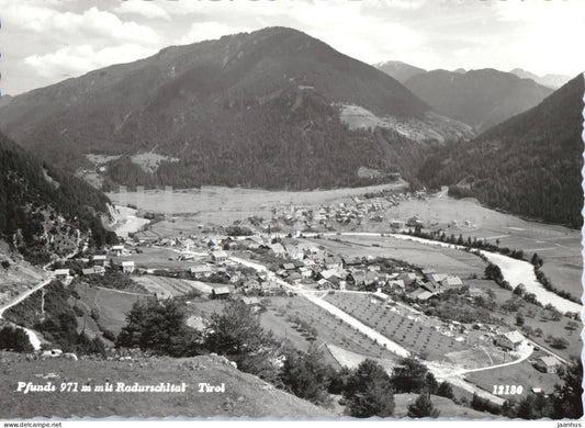 Pfunds 971 m mit Radurschltal - Tirol - Alps - village view - mountains - 12130 - old postcard - Austria - unused - JH Postcards