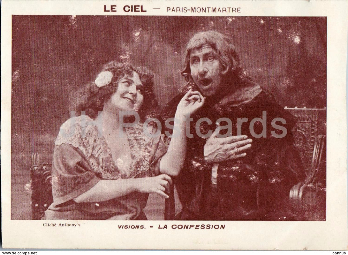 Paris Le Ciel Montmartre - Visions - La Confession - cabaret - old postcard - France - unused - JH Postcards