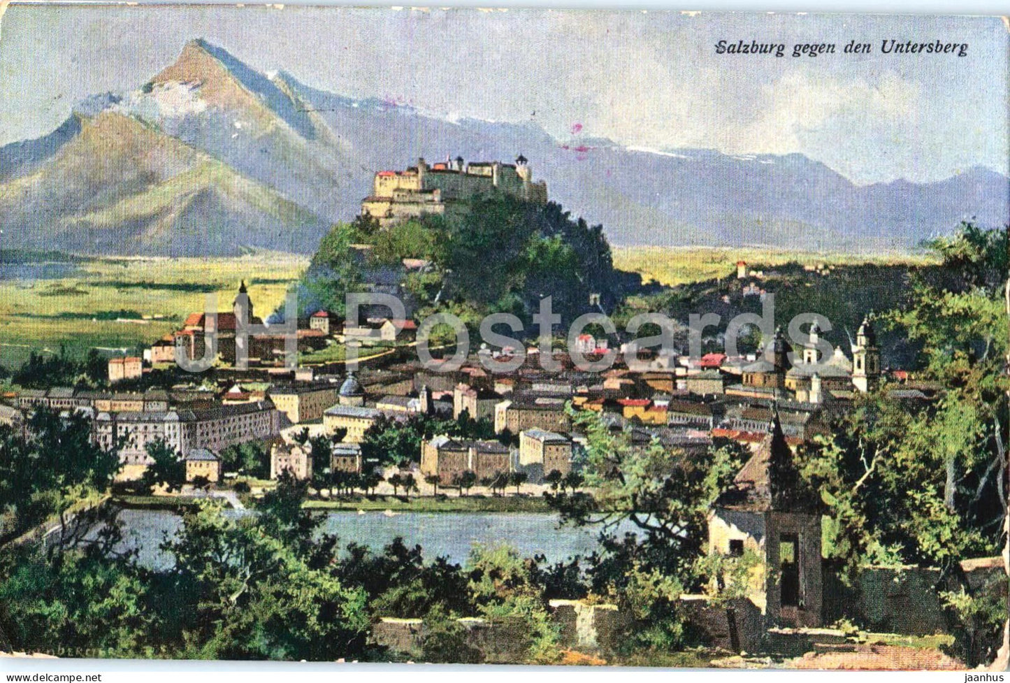 Salzburg gegen den Untersberg - city view - Mil Zens Linz - censored - old postcard - 1915 - Austria - used - JH Postcards