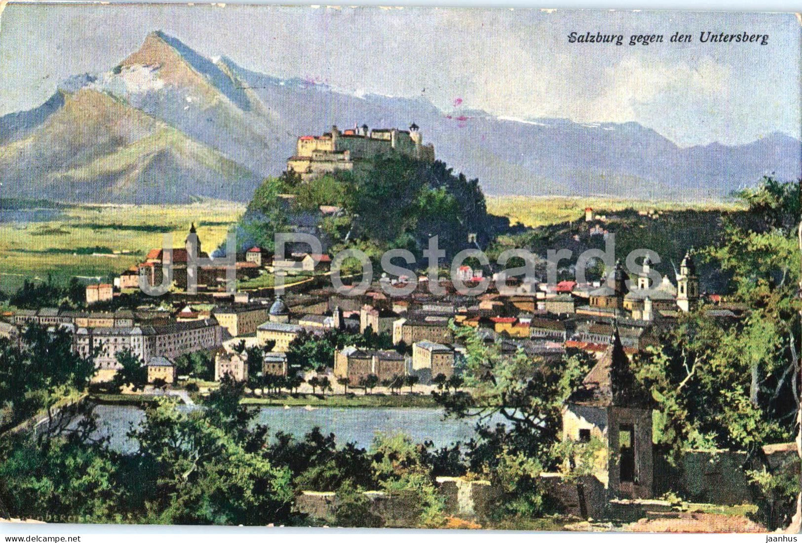 Salzburg gegen den Untersberg - city view - Mil Zens Linz - censored - old postcard - 1915 - Austria - used - JH Postcards