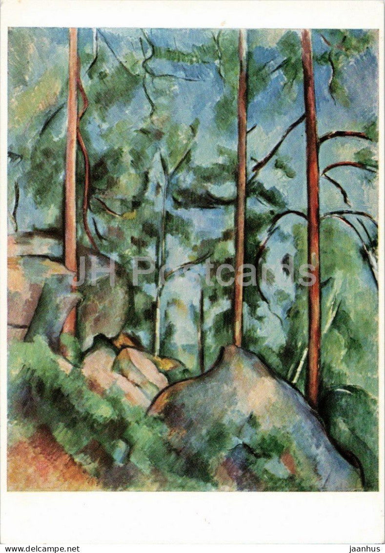 painting by Paul Cezanne - Pines and Rocks - Kiefern und Felsen - French art - 7417 - Germany - unused - JH Postcards