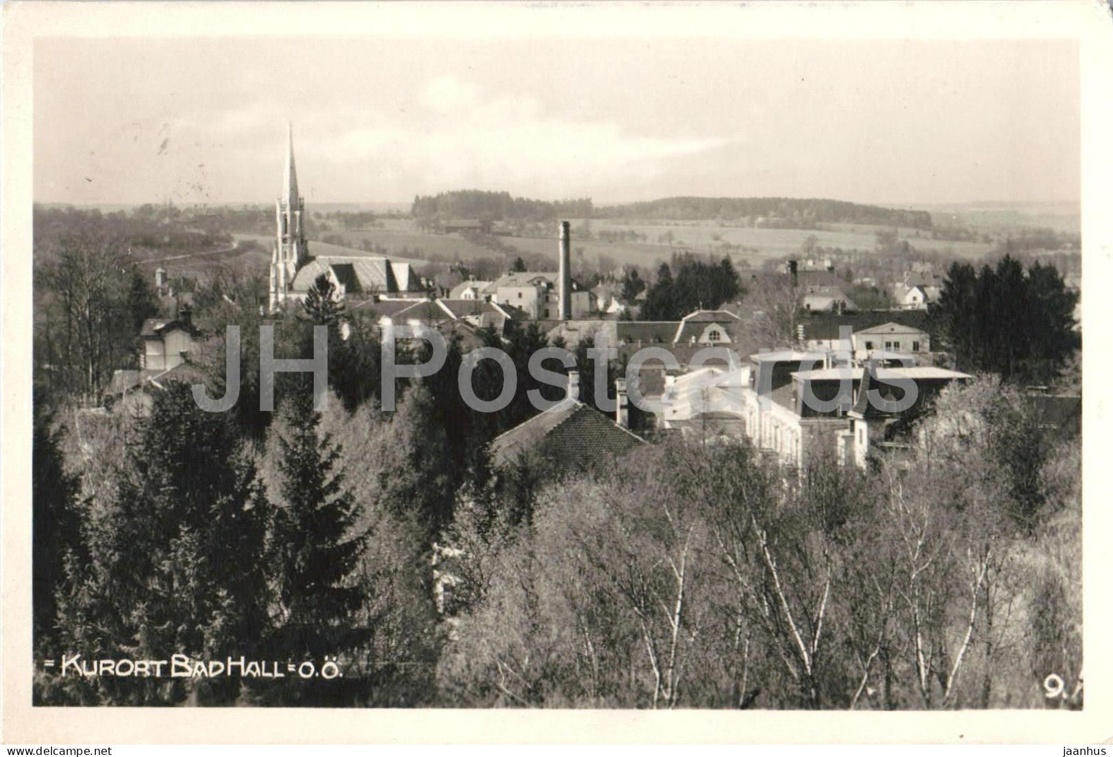 Kurort Bad Hall - Town view - panorama - 9 - old postcard - 1920s - Austria - used - JH Postcards