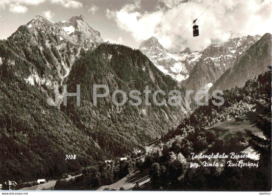Tschenglabahn Burserberg geg. Zimba u. Zwolferkopf - cable car - high Alps - 1 - old postcard - 3108 - Austria - unused - JH Postcards