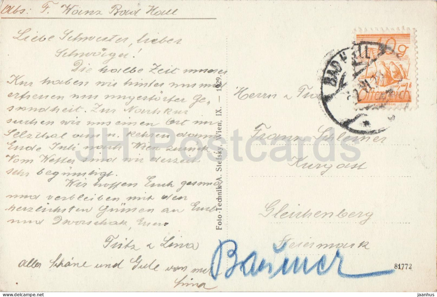 Kurort Bad Hall - Town view - panorama - 9 - old postcard - 1920s - Austria - used