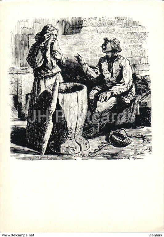 The Seasons by K. Donelaitis - Everyday Work in Winter - illustration by V. Jurkunas - 1963 - Lithuania USSR - unused - JH Postcards