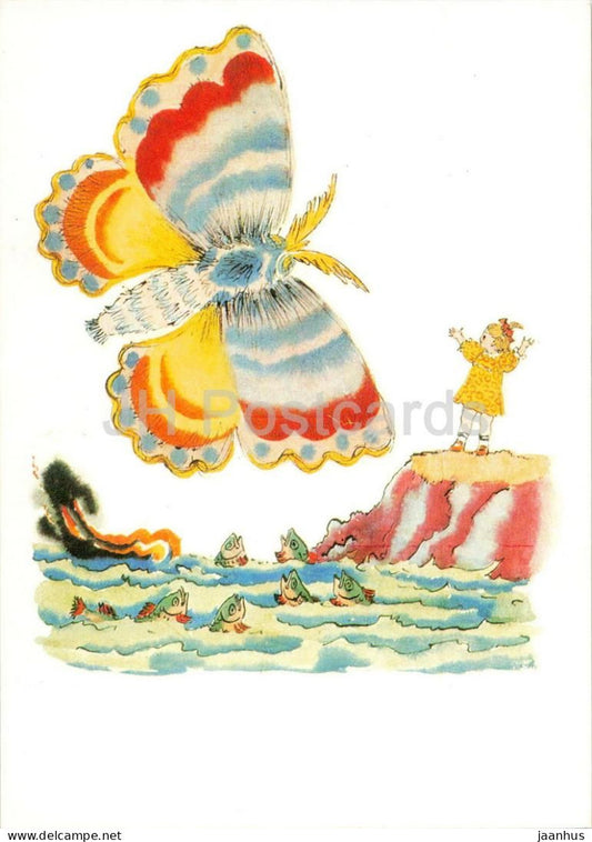 Fish - Butterfly - girl - Mix Up - Fairy Tale by Chukovsky - illustration - 1969 - Russia USSR - unused - JH Postcards