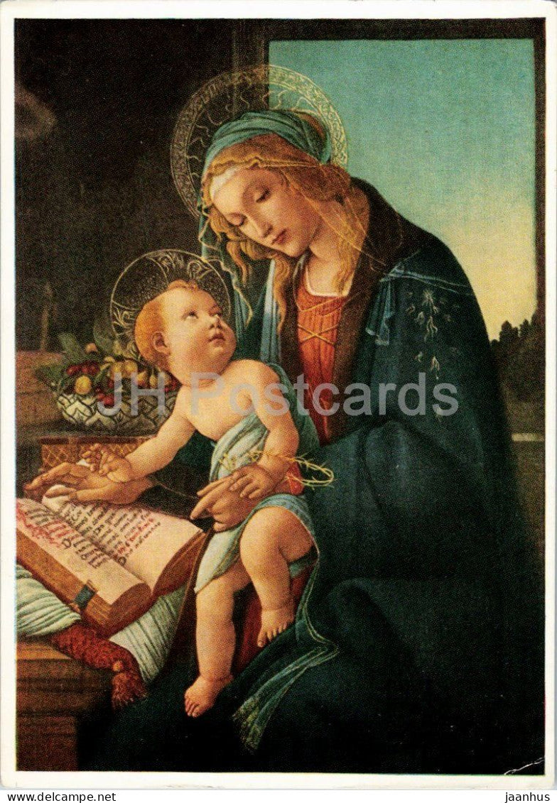 painting by Sandro Botticelli - Madonna - Italian art - 7187 - old - 1955 - Germany DDR - unused - JH Postcards