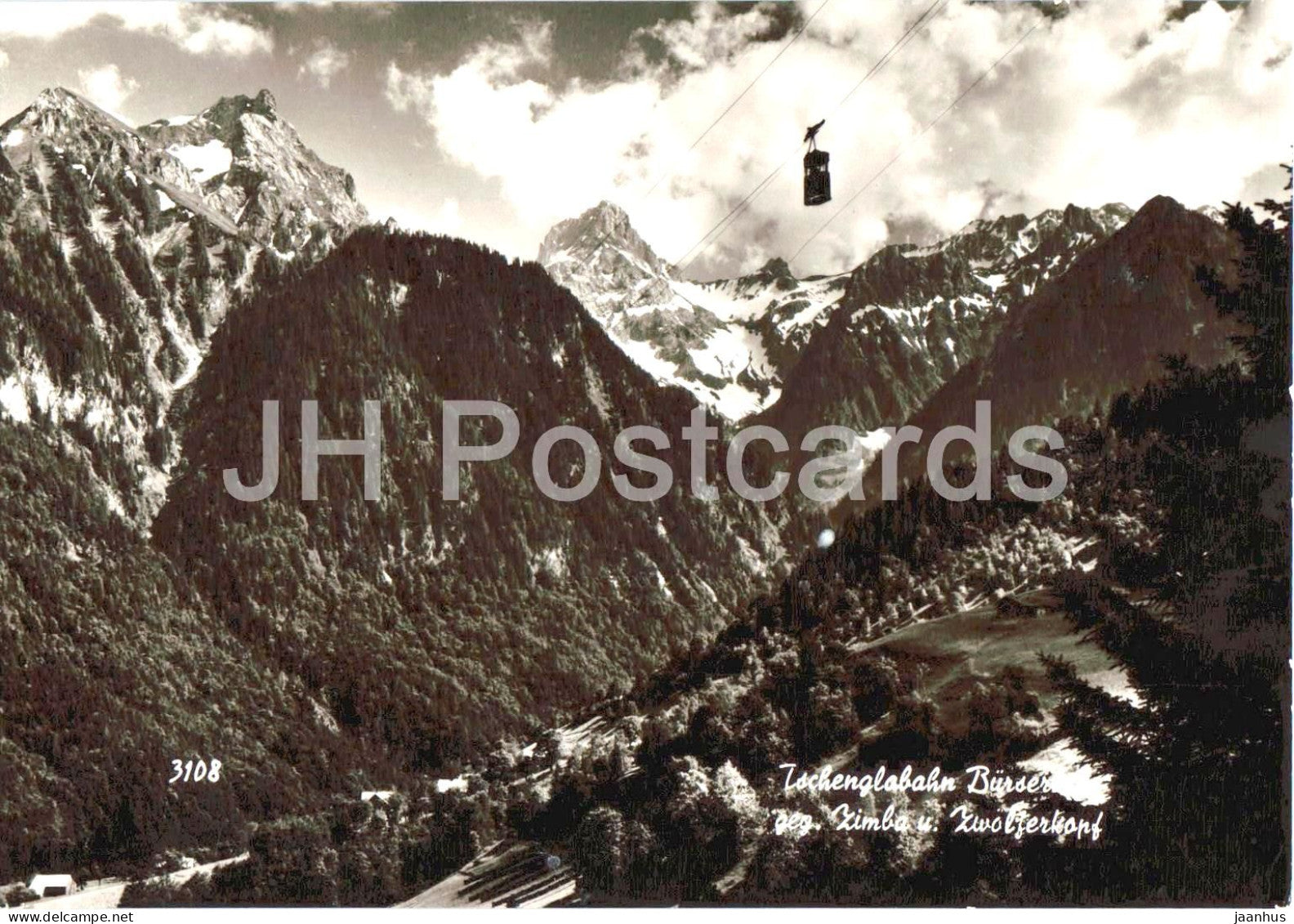 Tschenglabahn Burserberg geg. Zimba u. Zwolferkopf - cable car - high Alps - old postcard - 3108 - Austria - unused - JH Postcards