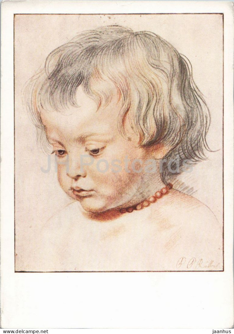 drawing by Peter Paul Rubens - Portrait of his Son Niclas - Flemish art - A 16 - 1950s - Austria - unused - JH Postcards