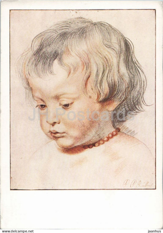 drawing by Peter Paul Rubens - Portrait of his Son Niclas - Flemish art - A 16 - 1950s - Austria - unused - JH Postcards