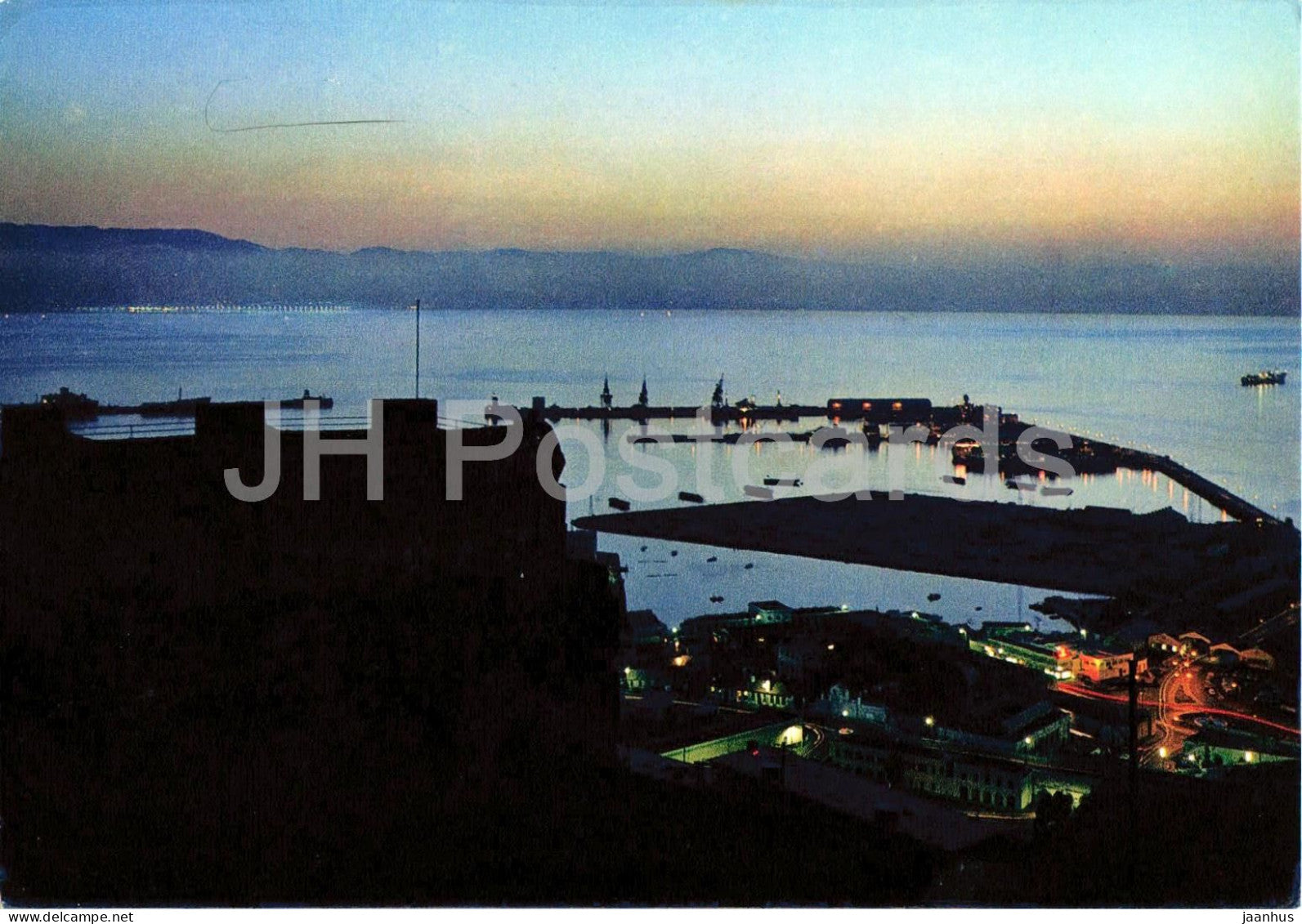 Gibraltar - View by Night of the Harbour - Algeciras - 3 - Gibraltar - unused - JH Postcards