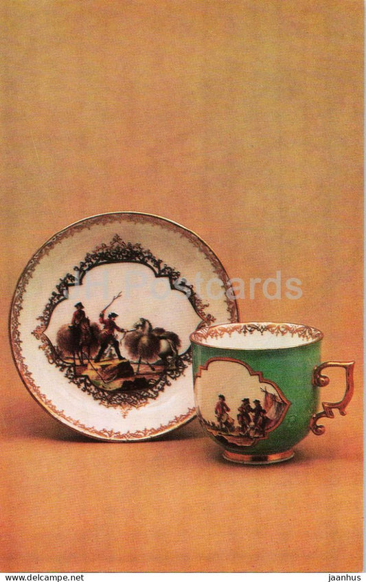 Meissen porcelain - Cup and saucer - German decorative art - Hermitage Museum Leningrad - 1975 - Russia - USSR - unused - JH Postcards