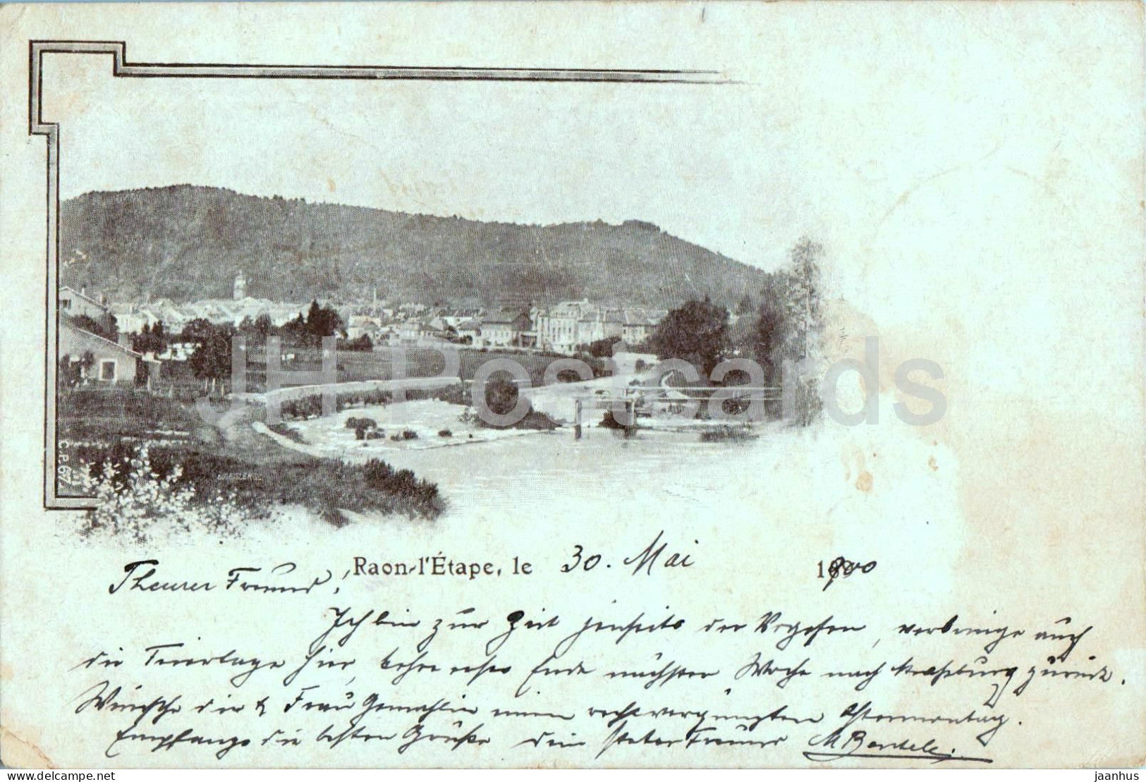 Raon-l’Etape - town view - river - bridge - old postcard - 1900 - France - used - JH Postcards